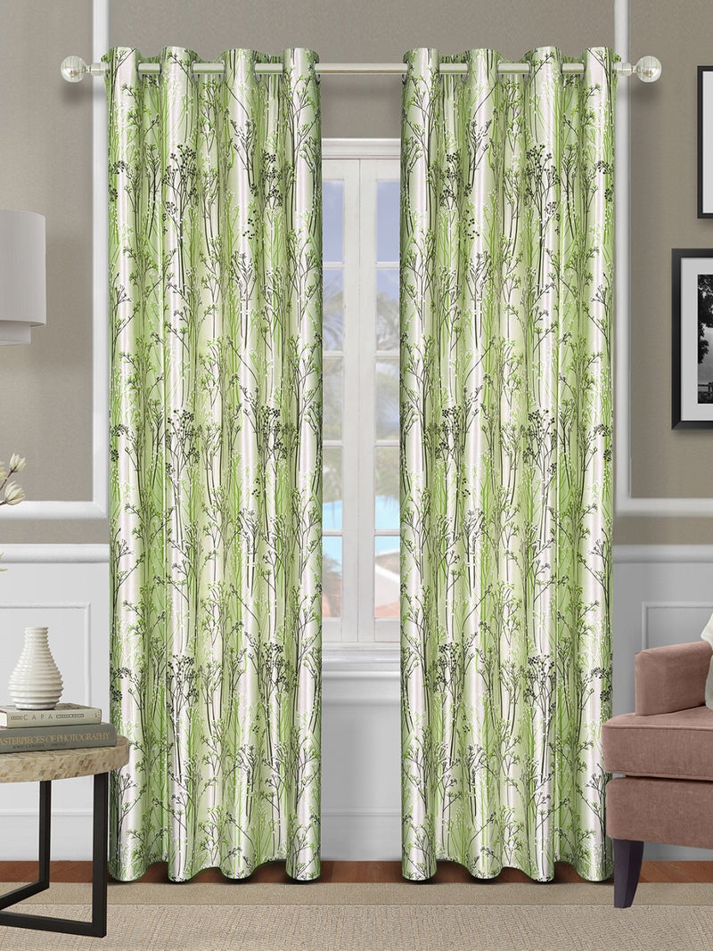 Leafy Parrot Green Curtain Set of 2
